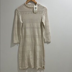 NWT Zadig & Voltaire Women’s Dress Small Linen Cotton Knit Cream Midi Cecily